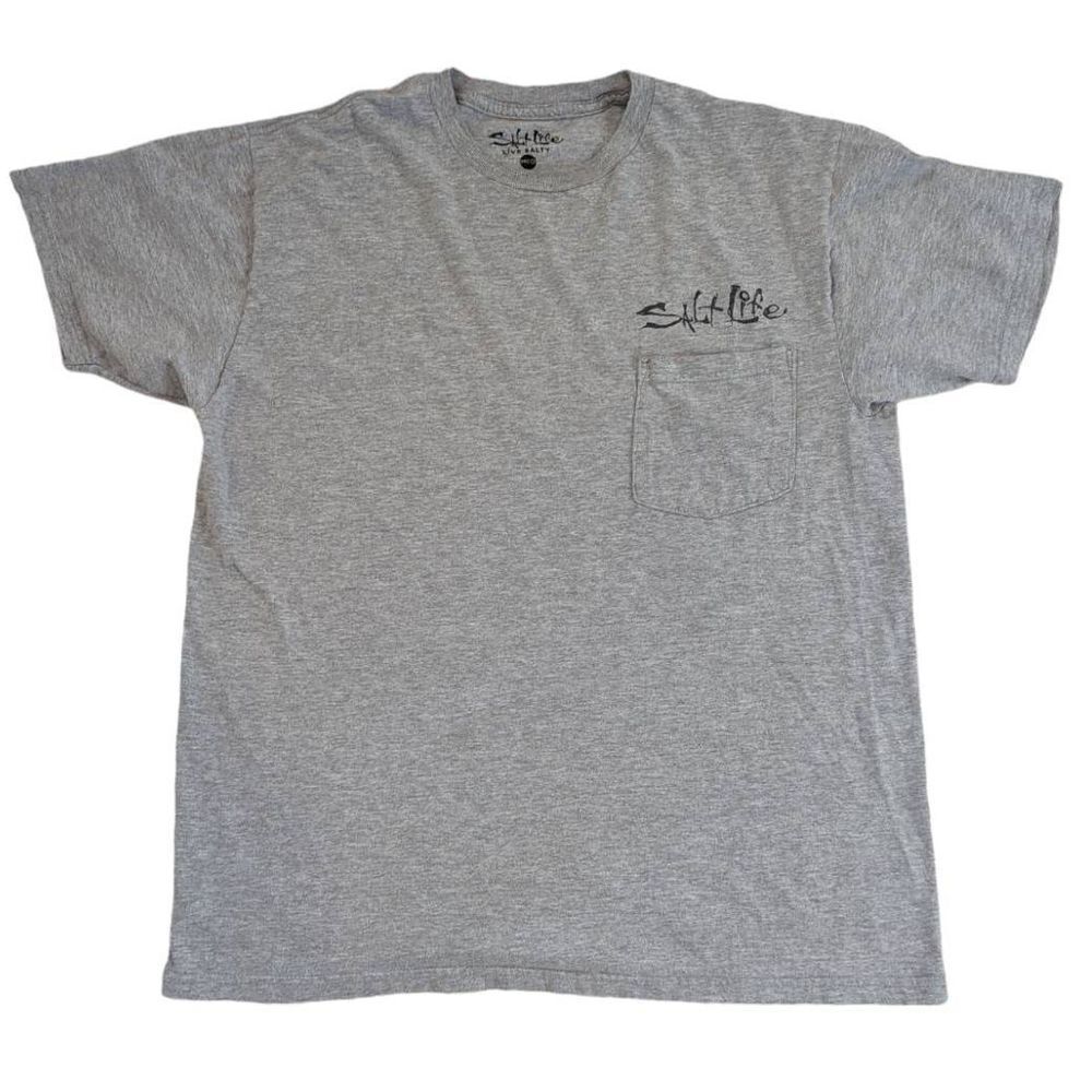 Salt Life Live Salty Short Sleeve Tee Men's Medium Gray Graphic Print Round Neck